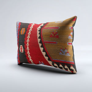 Vintage Turkish Kilim Cushion Cover 60x40 cm Square Wool Kelim Pillowcase 64757
