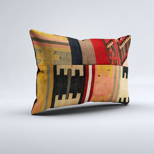 Vintage Turkish Kilim Cushion Cover 60x40 cm Square Wool Kelim Pillowcase 64759