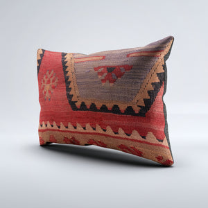 Vintage Turkish Kilim Cushion Cover 60x40 cm Square Wool Kelim Pillowcase 64774