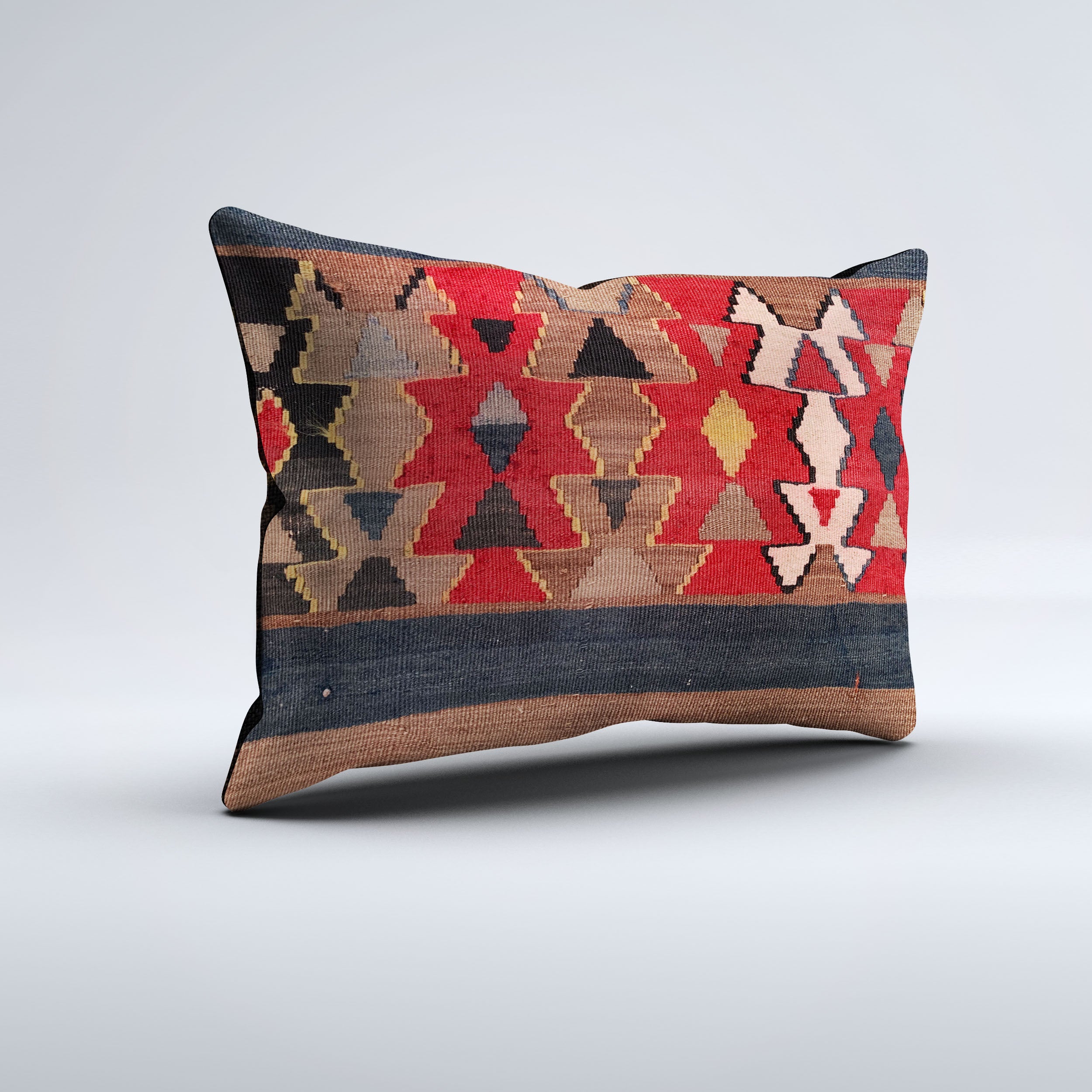 Vintage Turkish Kilim Cushion Cover 60x40 cm Square Wool Kelim Pillowcase 64777