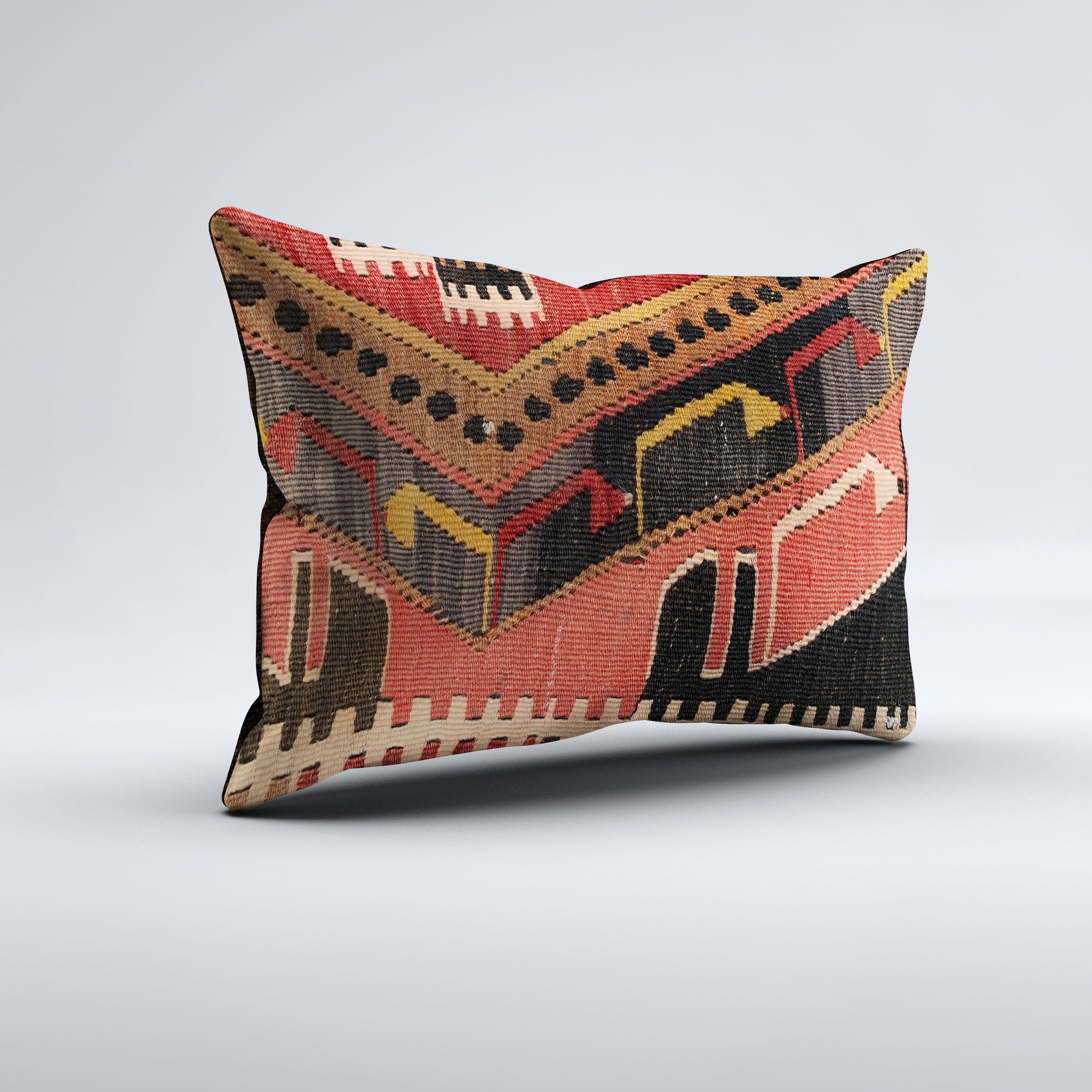 Vintage Turkish Kilim Cushion Cover 60x40 cm Square Wool Kelim Pillowcase 64778