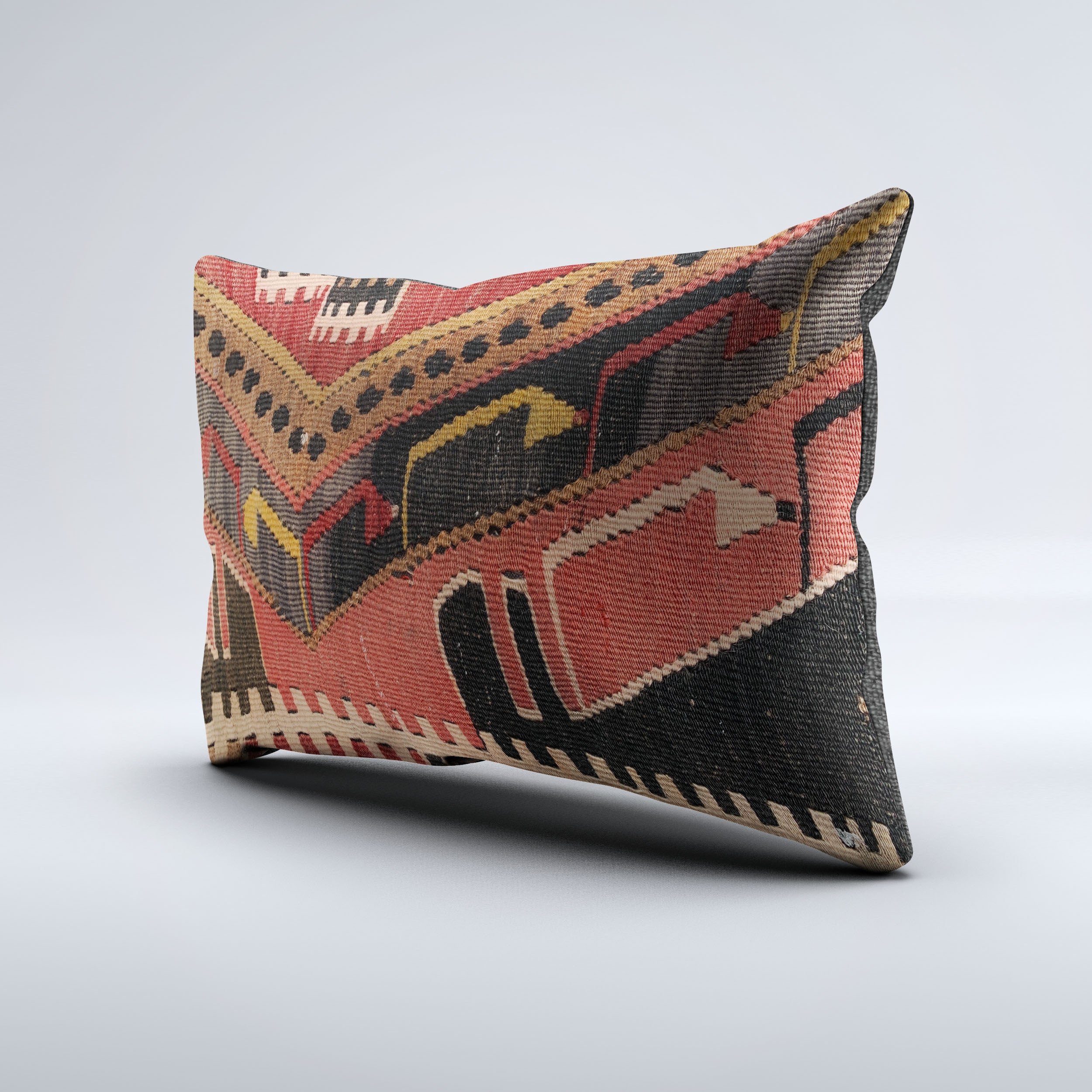 Vintage Turkish Kilim Cushion Cover 60x40 cm Square Wool Kelim Pillowcase 64778