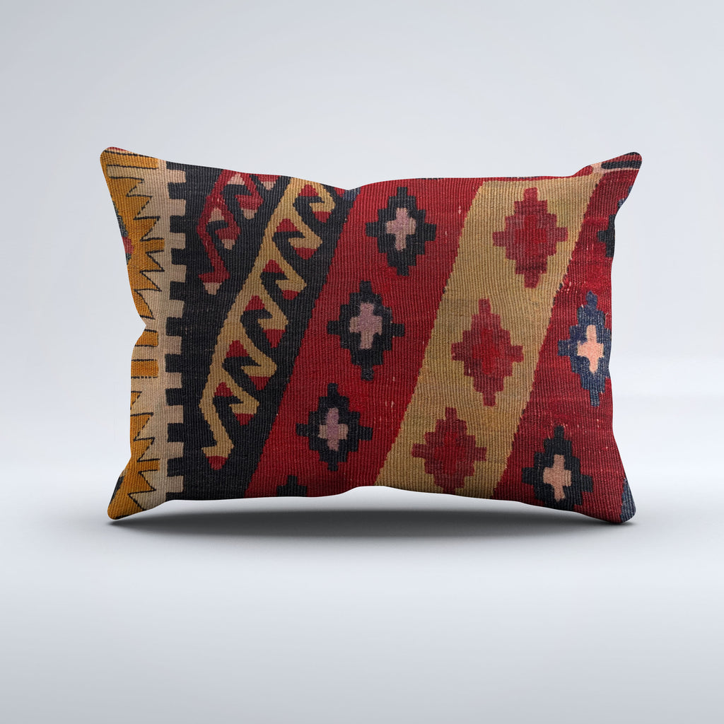 Vintage Turkish Kilim Cushion Cover 60x40 cm Square Wool Kelim Pillowcase 64781