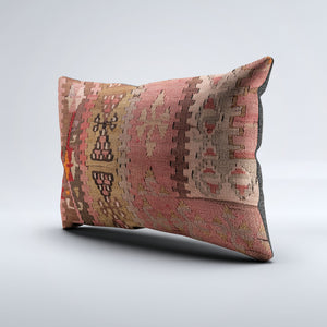 Vintage Turkish Kilim Cushion Cover 60x40 cm Square Wool Kelim Pillowcase 64787