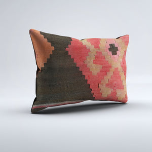 Vintage Turkish Kilim Cushion Cover 60x40 cm Square Wool Kelim Pillowcase 64788