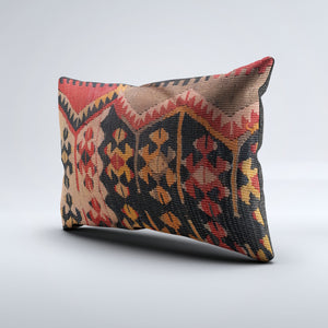 Vintage Turkish Kilim Cushion Cover 60x40 cm Square Wool Kelim Pillowcase 64789