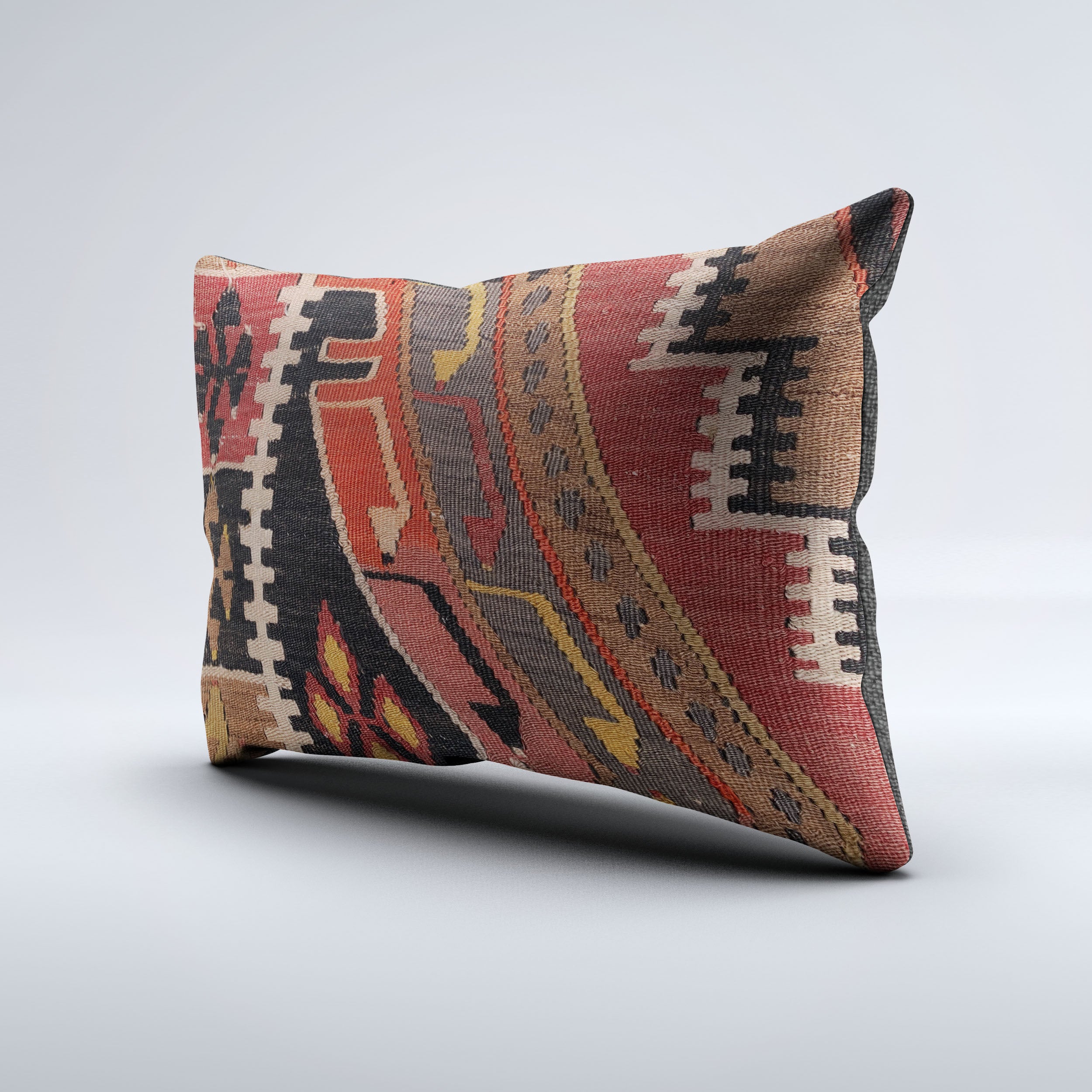 Vintage Turkish Kilim Cushion Cover 60x40 cm Square Wool Kelim Pillowcase 64795