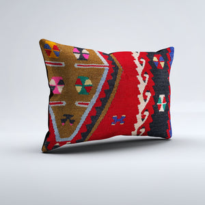 Vintage Turkish Kilim Cushion Cover 60x40 cm Square Wool Kelim Pillowcase 64799