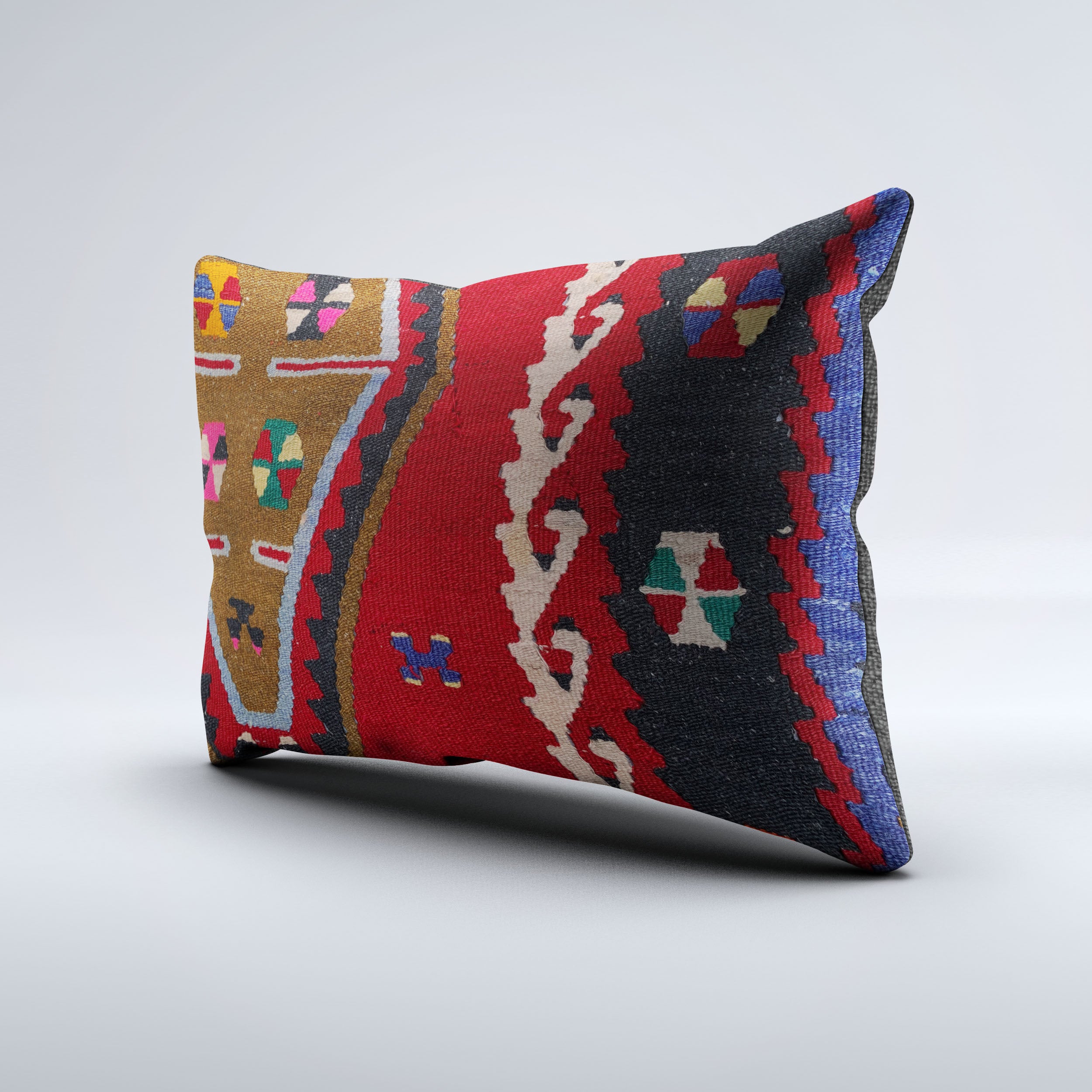 Vintage Turkish Kilim Cushion Cover 60x40 cm Square Wool Kelim Pillowcase 64799