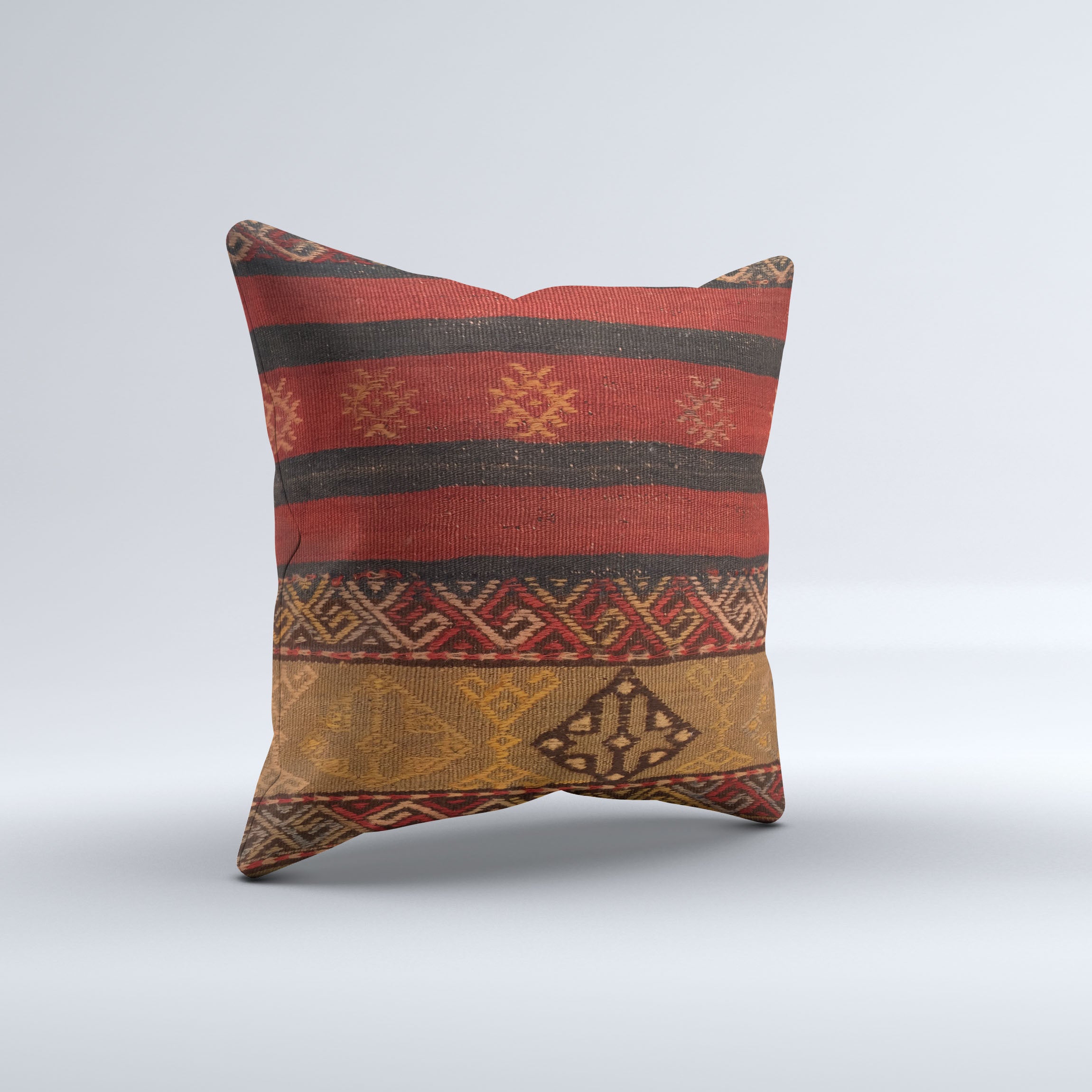 Vintage Turkish Kilim Cushion Cover 60x60 cm Square Wool Large Pillowcase 66474