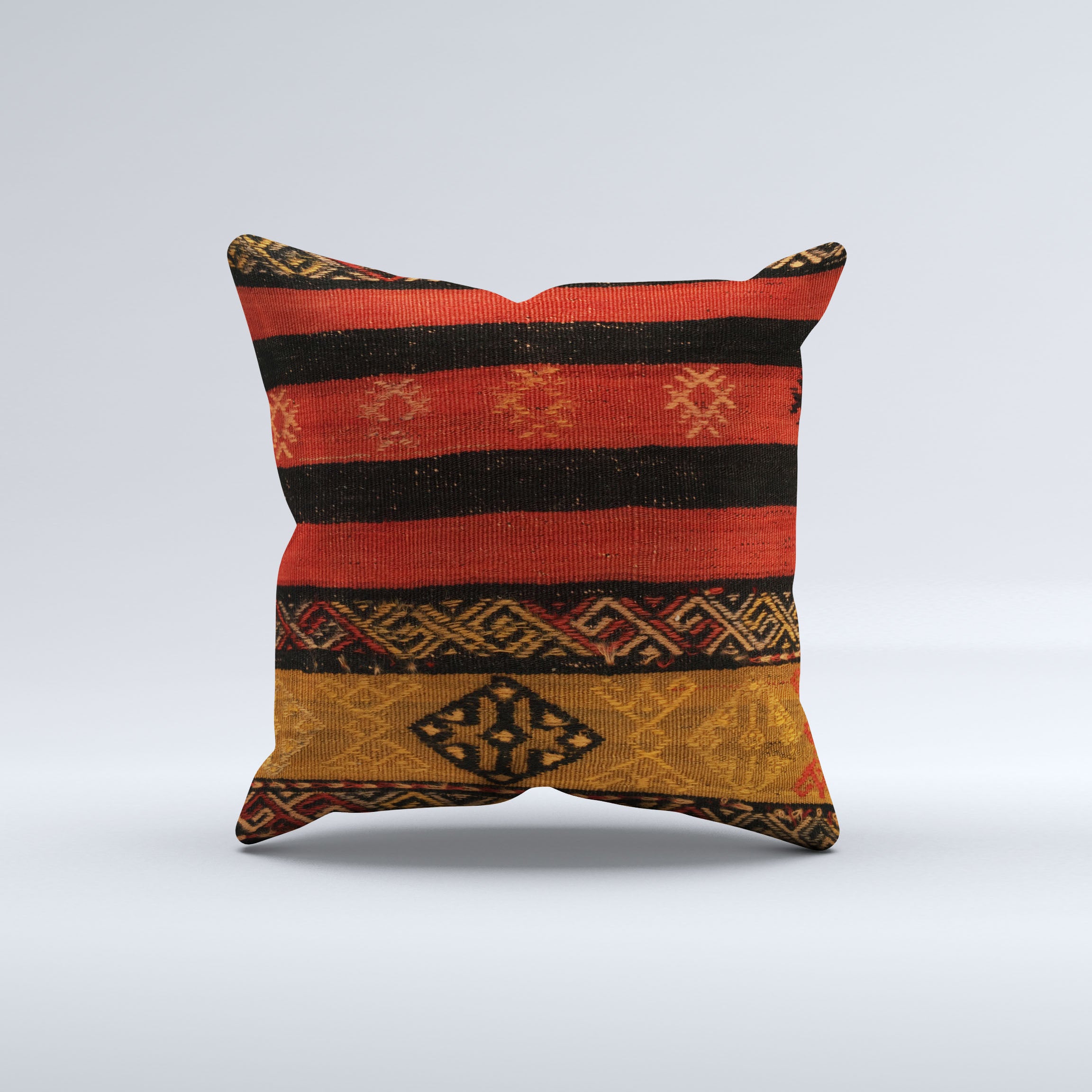 Vintage Turkish Kilim Cushion Cover 60x60 cm Square Wool Large Pillowcase 66482