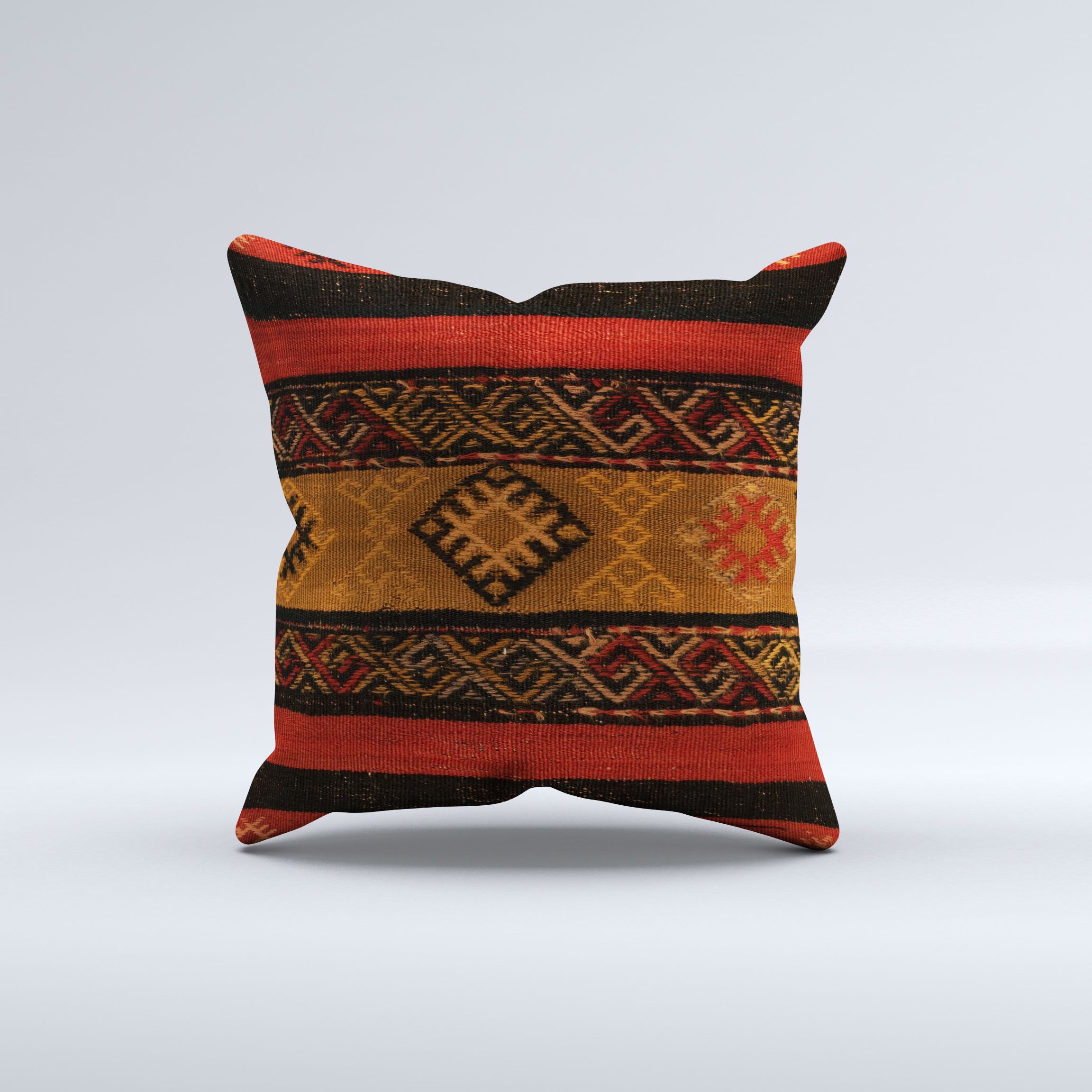 Vintage Turkish Kilim Cushion Cover 60x60 cm Square Wool Large Pillowcase 66483