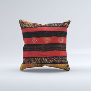 Vintage Turkish Kilim Cushion Cover 60x60 cm Square Wool Large Pillowcase 66484