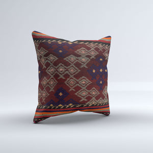 Vintage Turkish Kilim Cushion Cover 60x60 cm Square Wool Large Pillowcase 66487