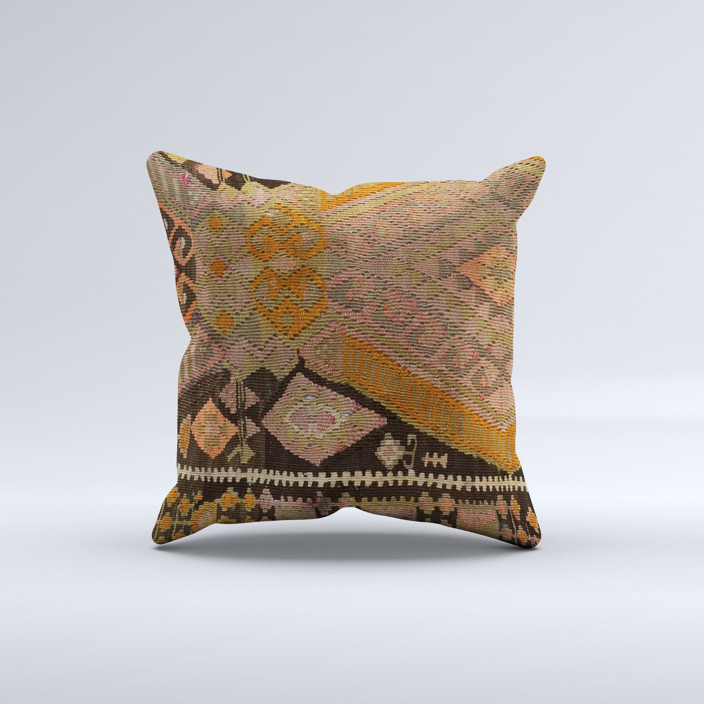 Vintage Turkish Kilim Cushion Cover 60x60 cm Square Wool Large Pillowcase 66489