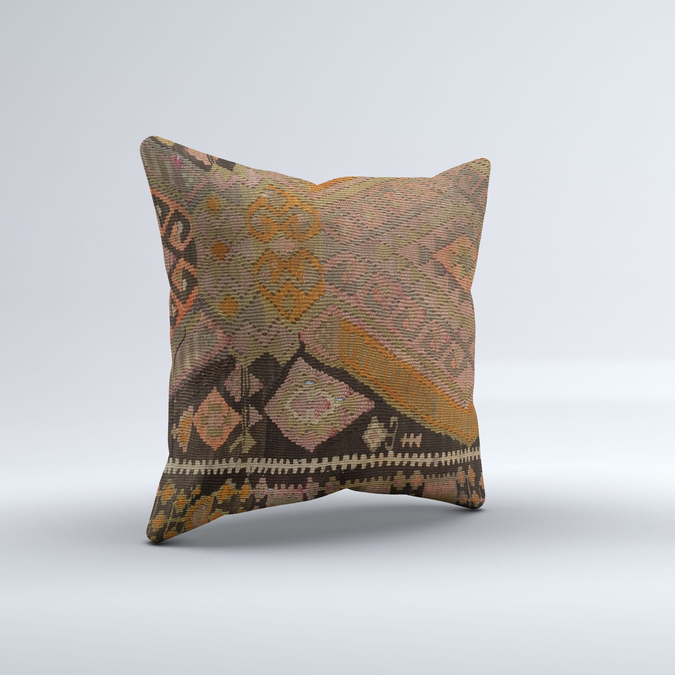 Vintage Turkish Kilim Cushion Cover 60x60 cm Square Wool Large Pillowcase 66489
