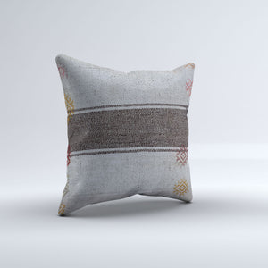 Vintage Turkish Kilim Cushion Cover 60x60 cm Square Wool Large Pillowcase 66491
