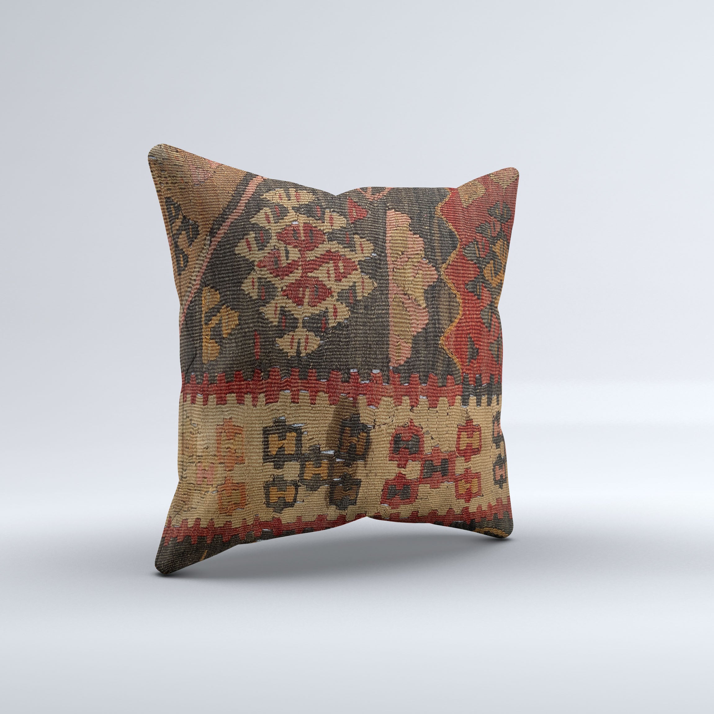 Vintage Turkish Kilim Cushion Cover 60x60 cm Square Wool Large Pillowcase 66492