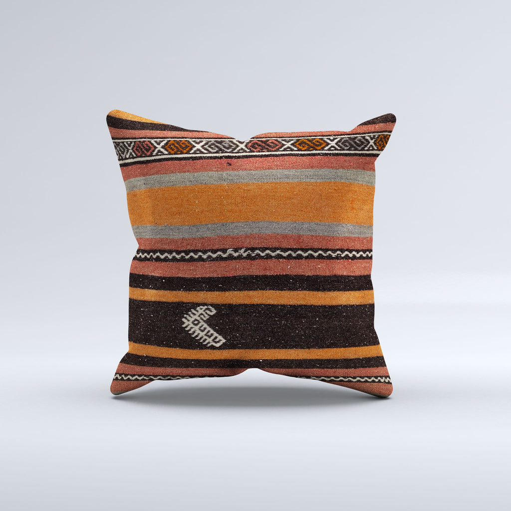 Vintage Turkish Kilim Cushion Cover 60x60 cm Square Wool Large Pillowcase 66494