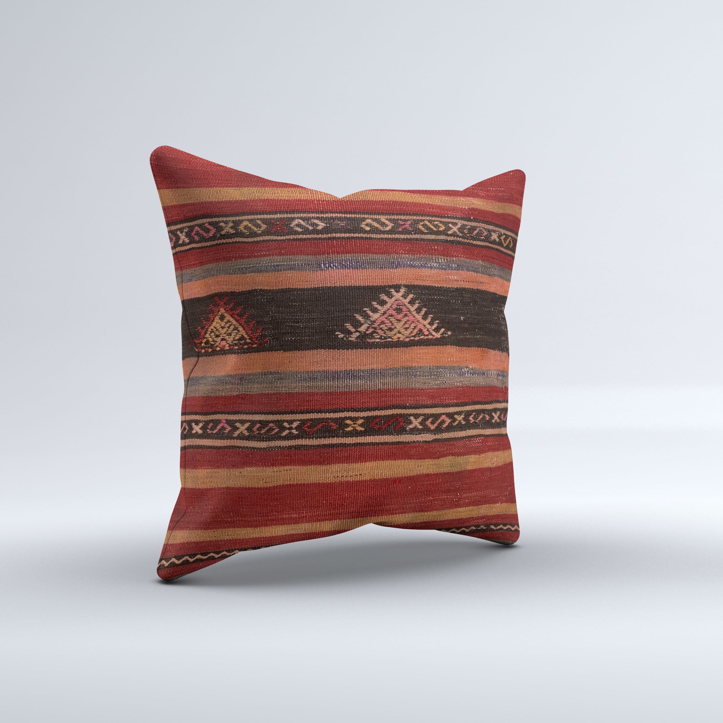 Vintage Turkish Kilim Cushion Cover 60x60 cm Square Wool Large Pillowcase 66499