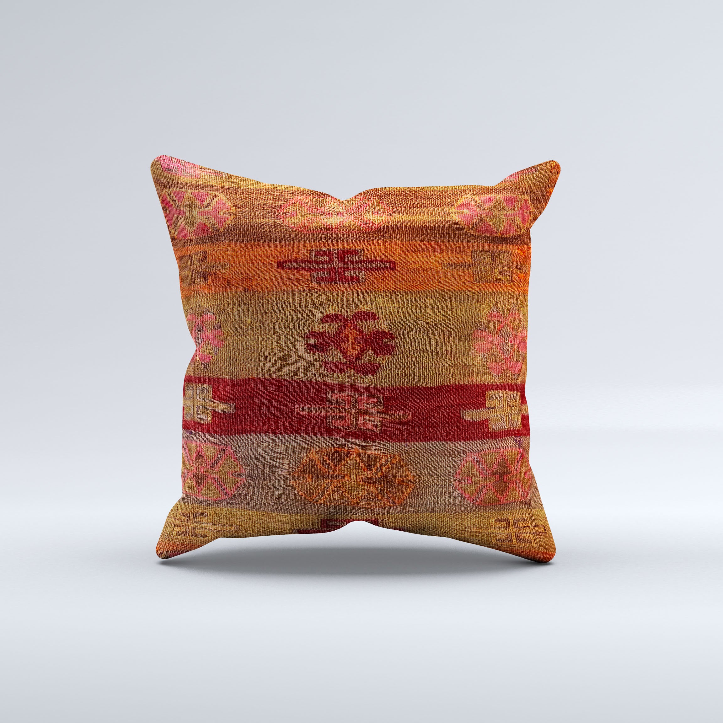 Turkish Kilim, Carpet Cushion Cover 60x60 cm Square Wool Large Pillowcase 66518