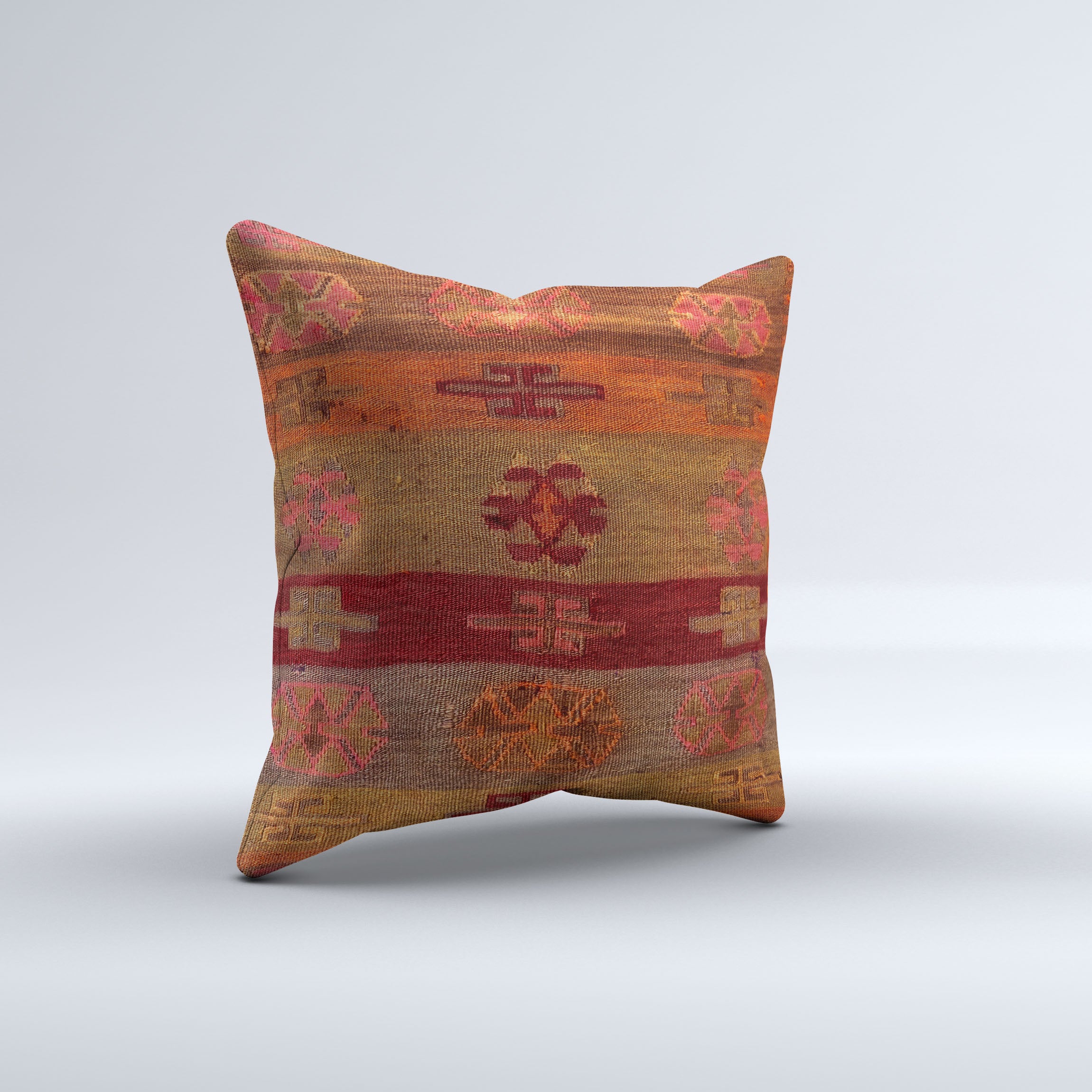 Turkish Kilim, Carpet Cushion Cover 60x60 cm Square Wool Large Pillowcase 66518